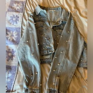 White pearl Jean jacket
